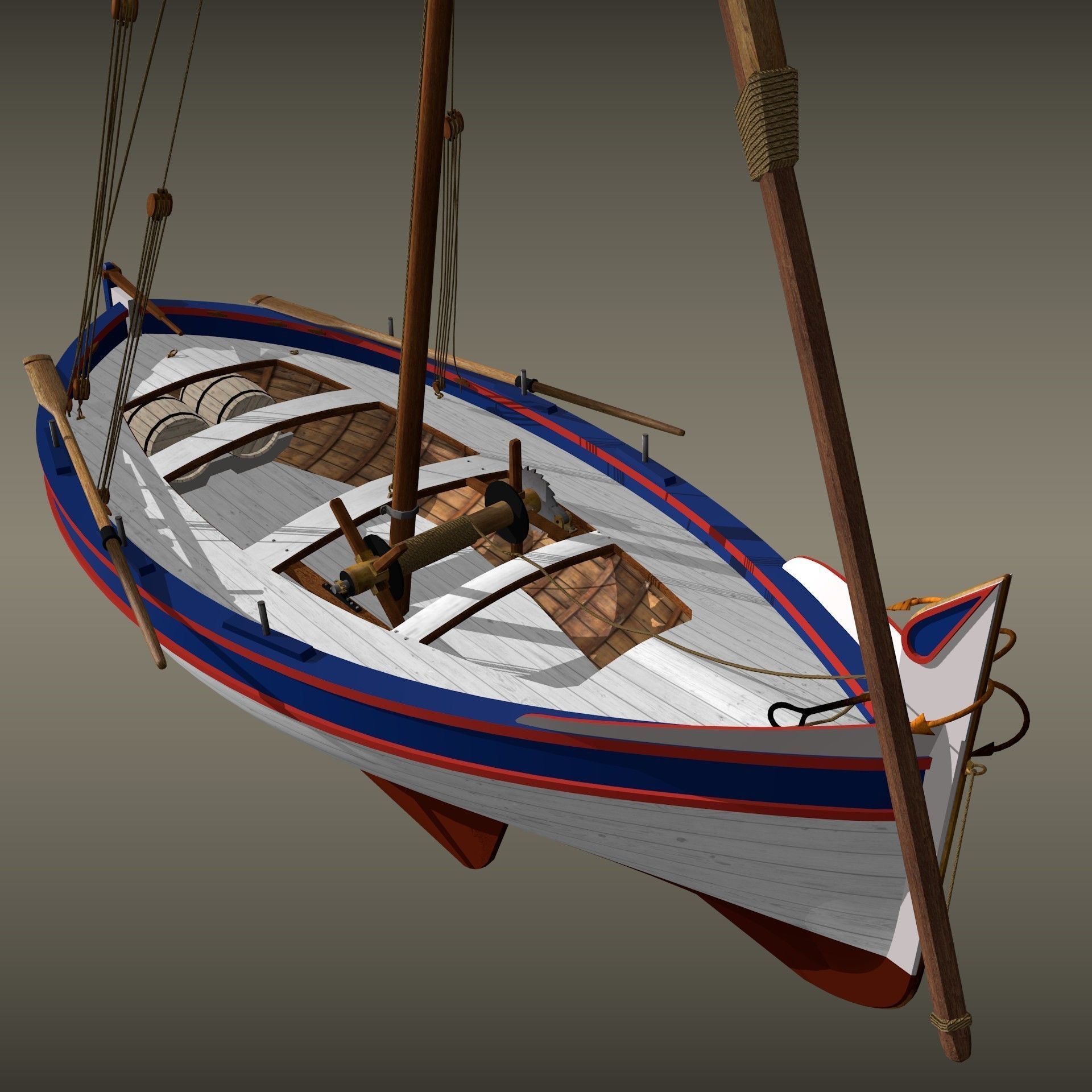 Shells Fishing Sailing Boat  Low-poly 3D model_15