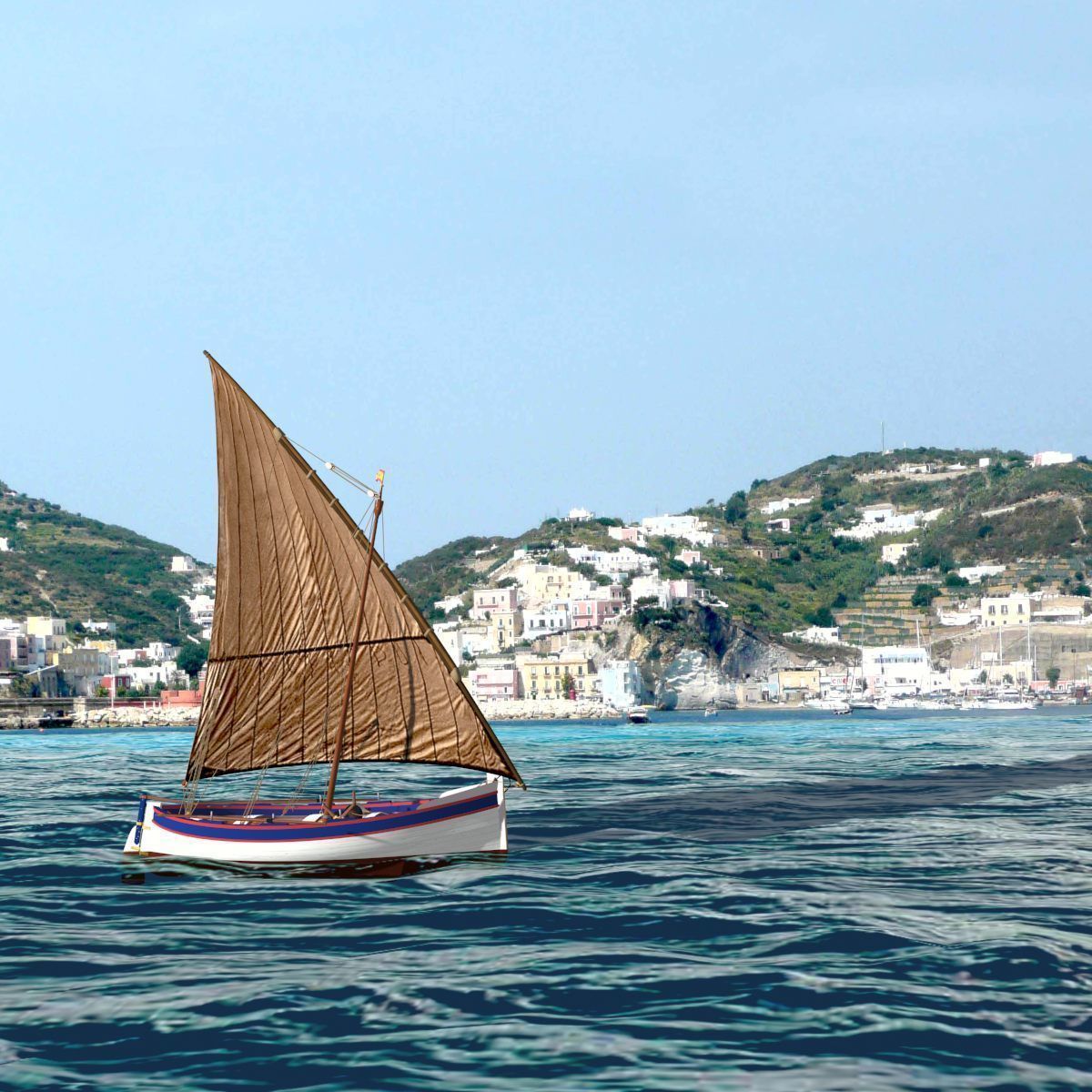 Shells Fishing Sailing Boat  Low-poly 3D model_16