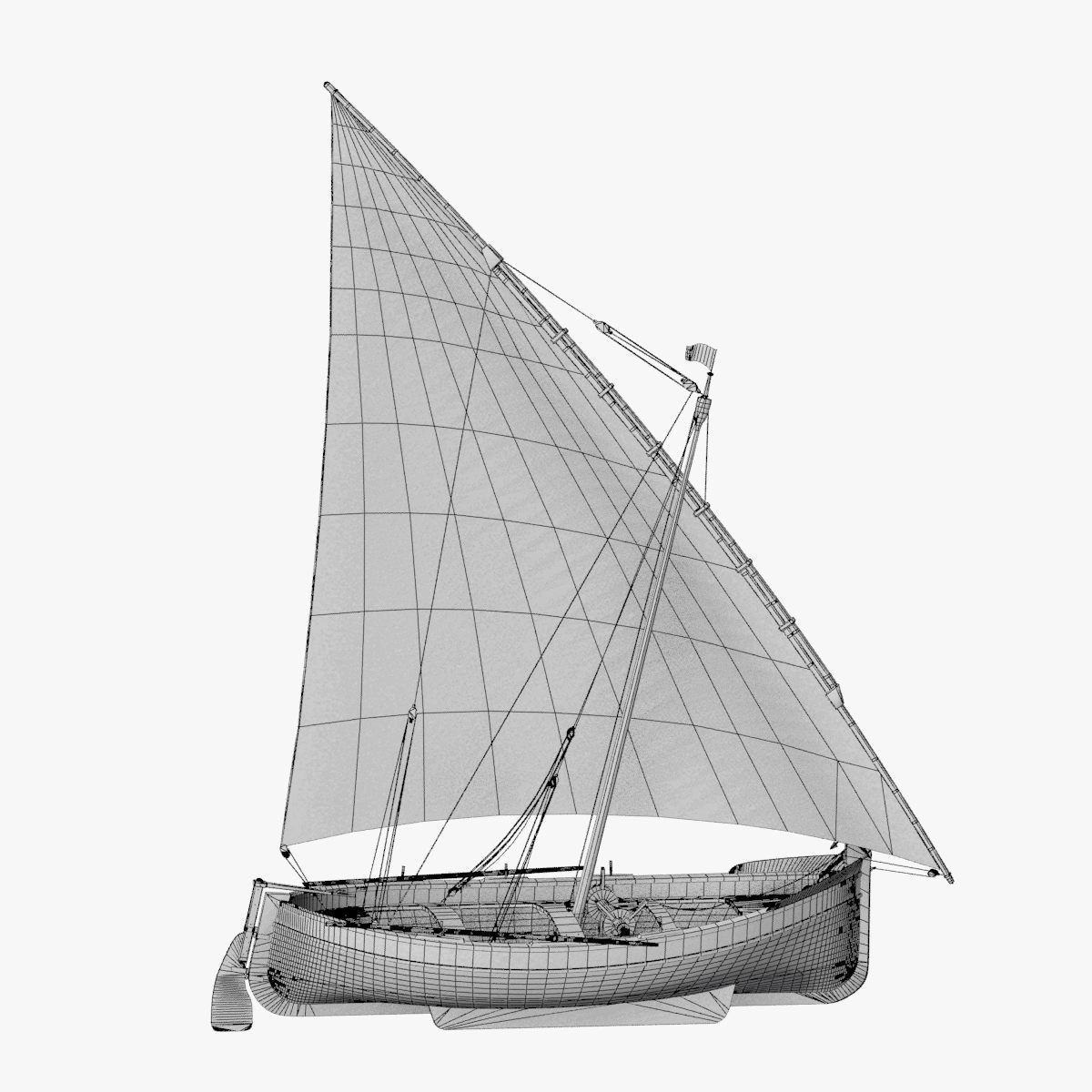Shells Fishing Sailing Boat  Low-poly 3D model_24
