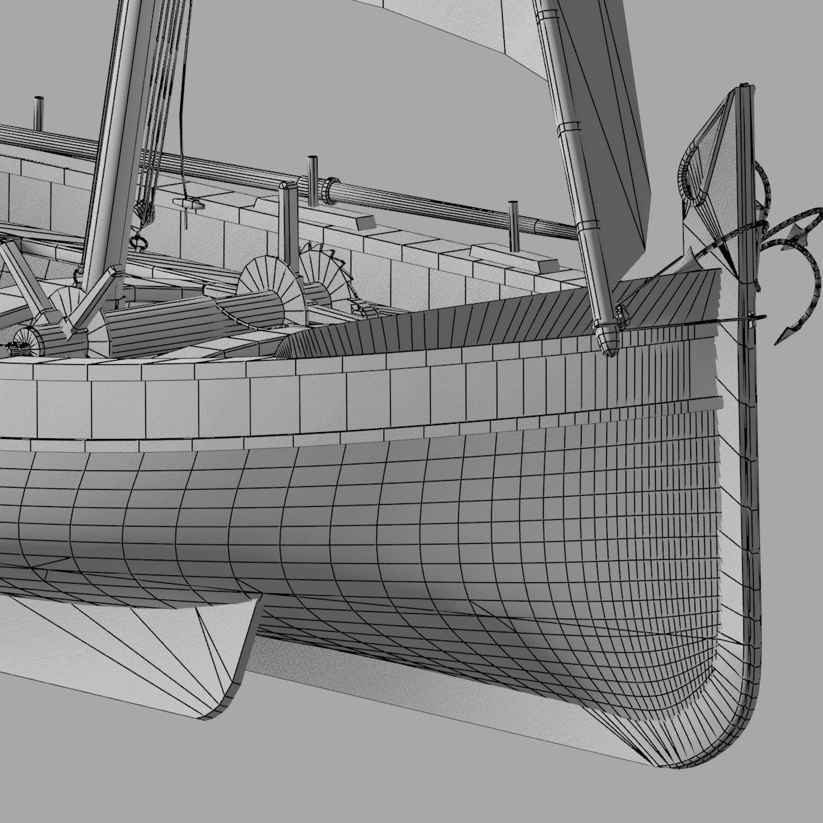 Shells Fishing Sailing Boat  Low-poly 3D model_10