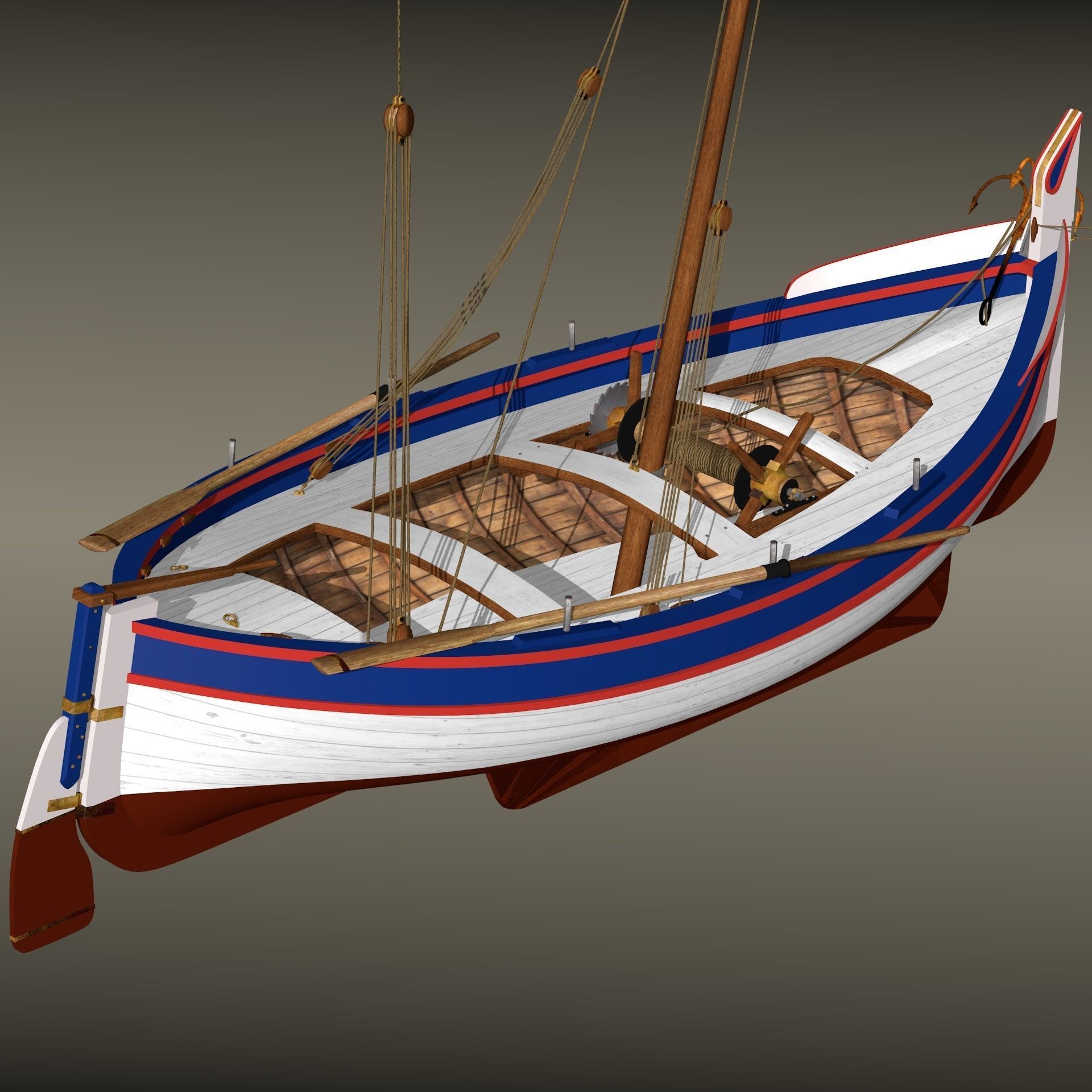 Shells Fishing Sailing Boat  Low-poly 3D model_3