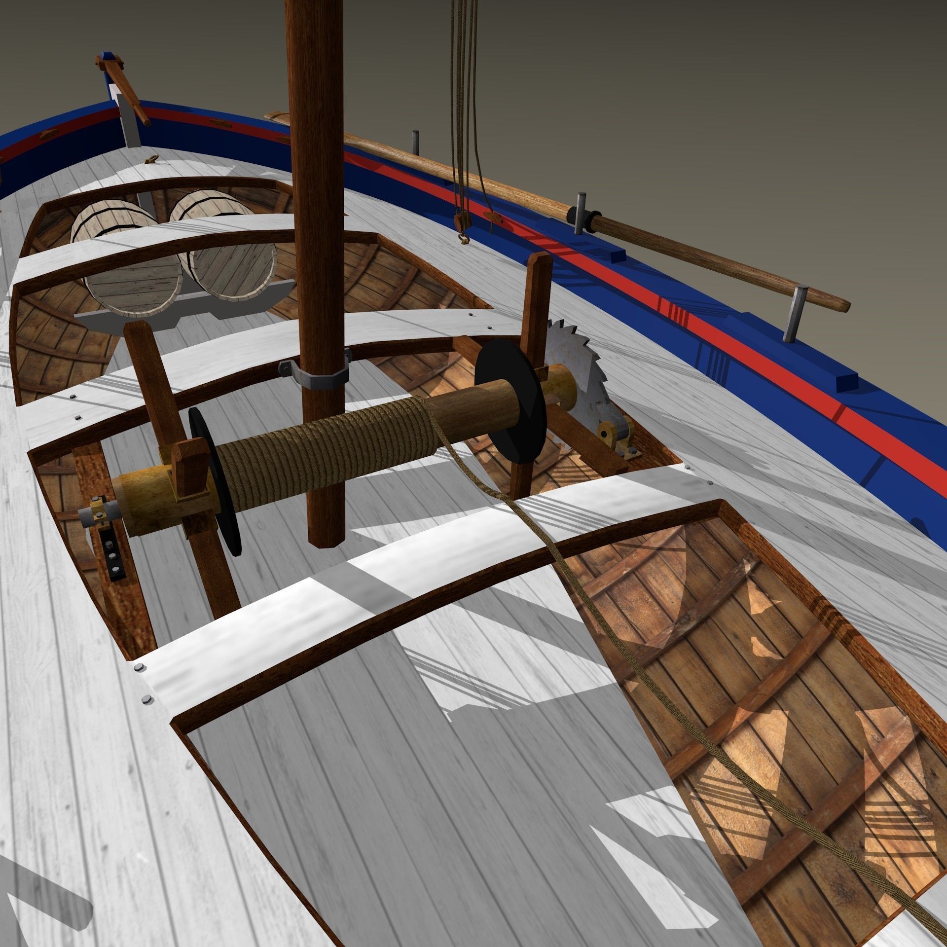 Shells Fishing Sailing Boat  Low-poly 3D model_21