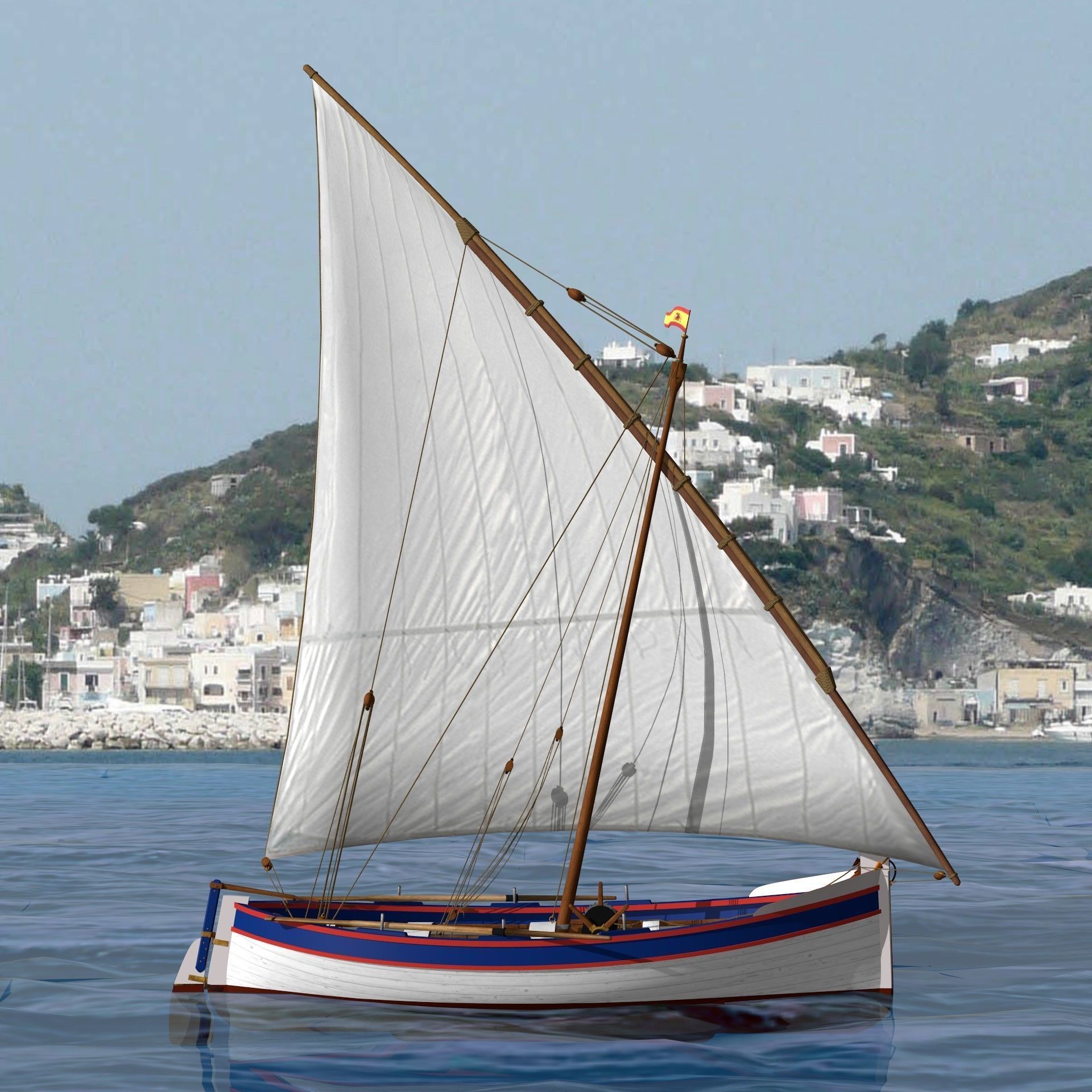 Shells Fishing Sailing Boat  Low-poly 3D model_27