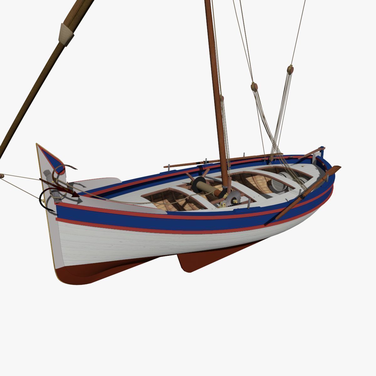 Shells Fishing Sailing Boat  Low-poly 3D model_6