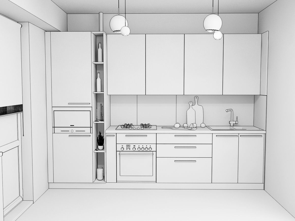 Mini Modern Kitchen 3D model_2