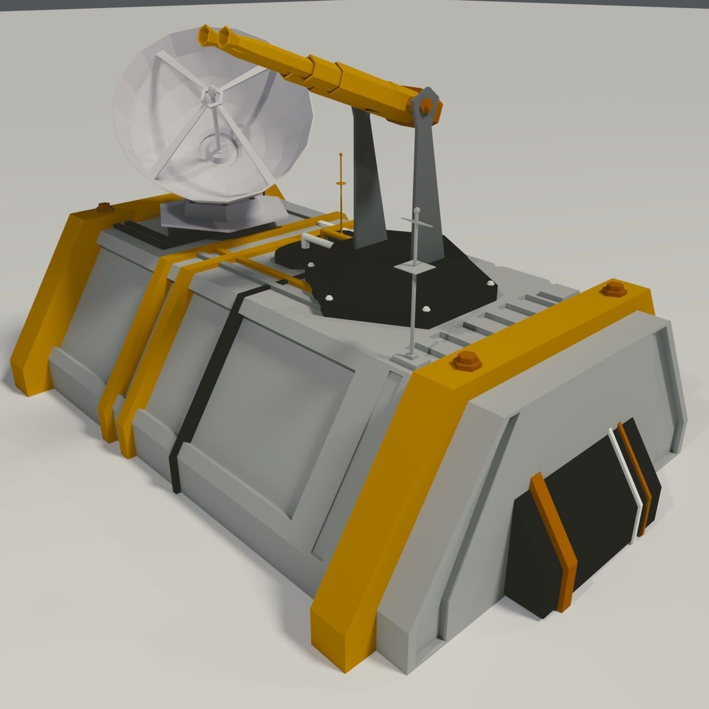 Futuristic Buildings Set Low-poly 3D model_9