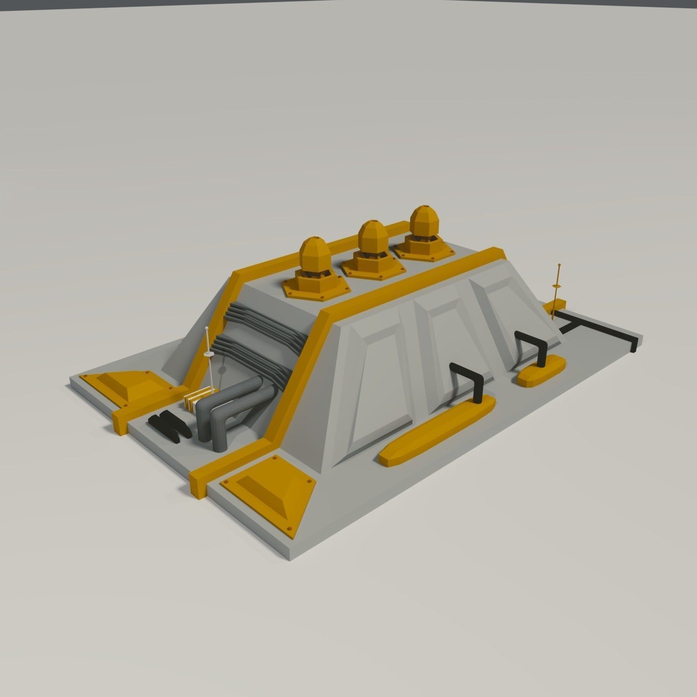 Futuristic Buildings Set Low-poly 3D model_2