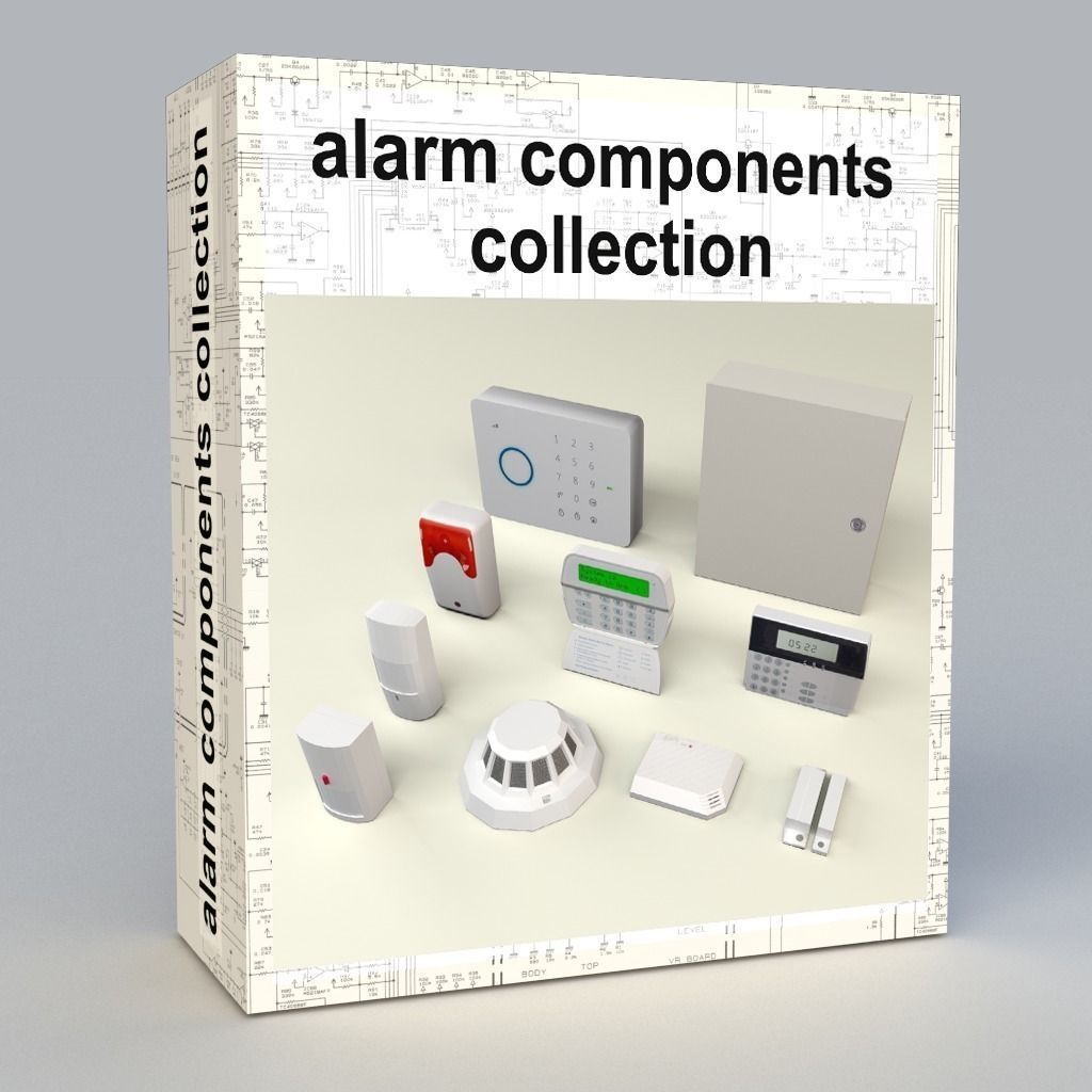 alarm components Low-poly 3D model_2