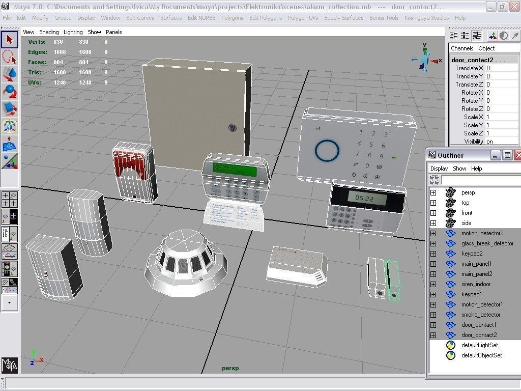 alarm components Low-poly 3D model_6