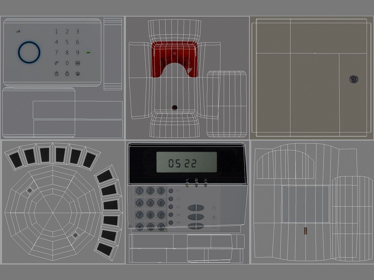 alarm components Low-poly 3D model_1