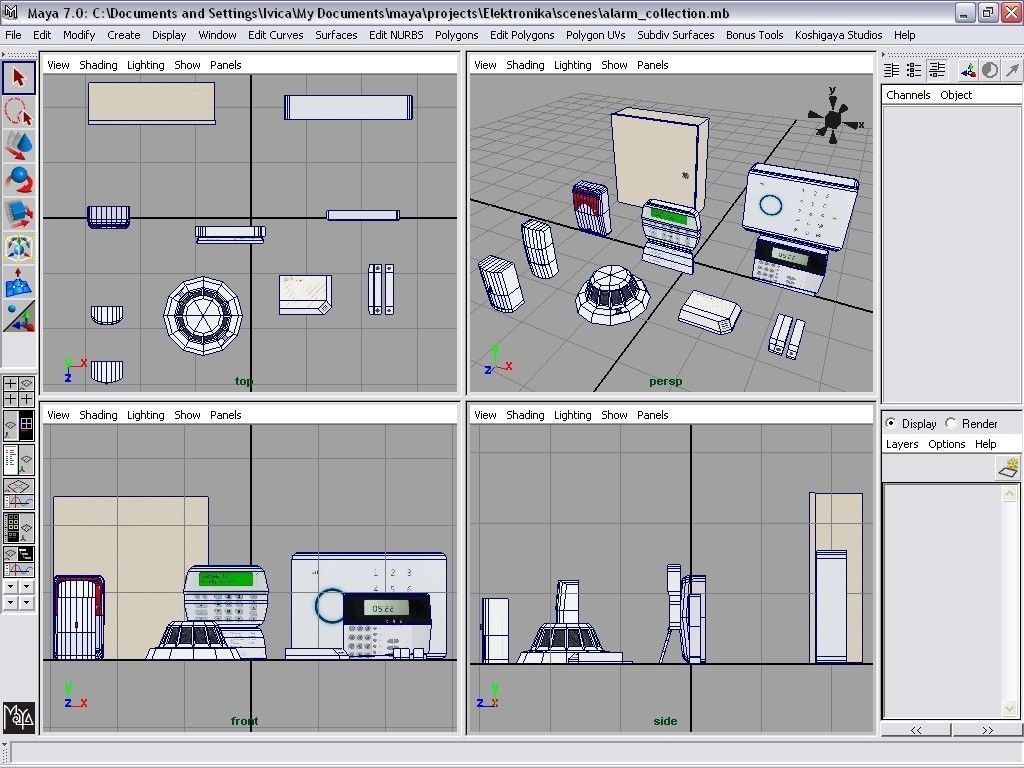 alarm components Low-poly 3D model_3