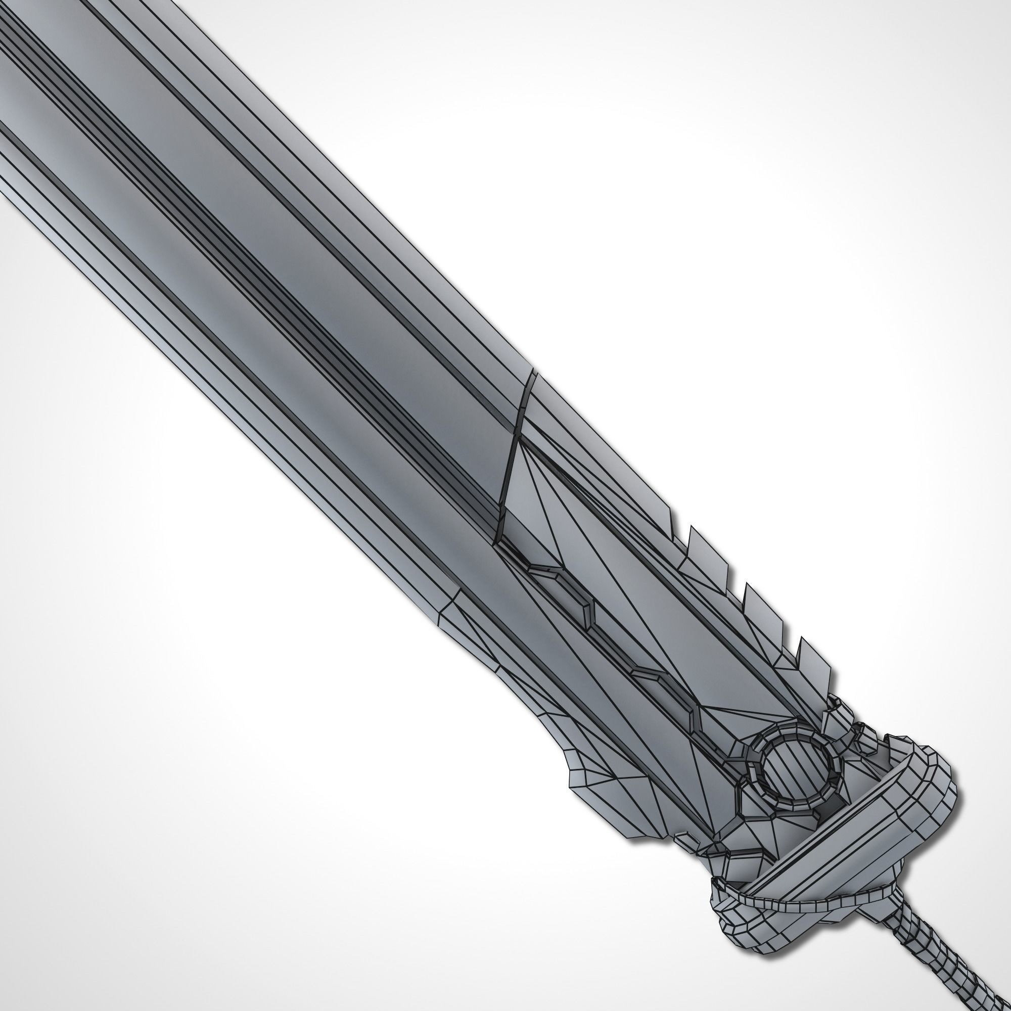 Heavy Full Metal Sword - Remake Low-poly 3D model_18