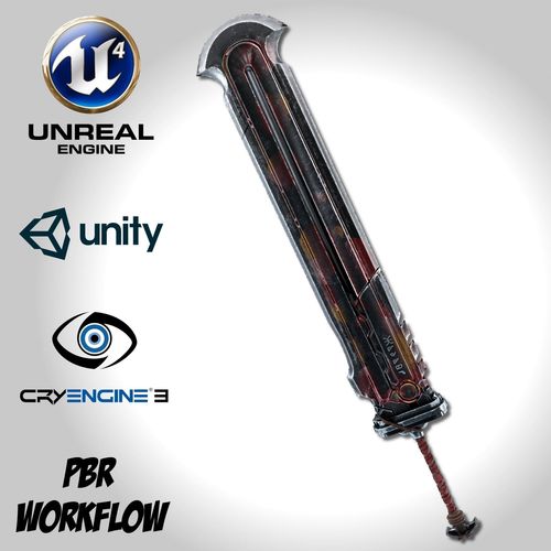 Heavy Full Metal Sword - Remake Low-poly 3D model