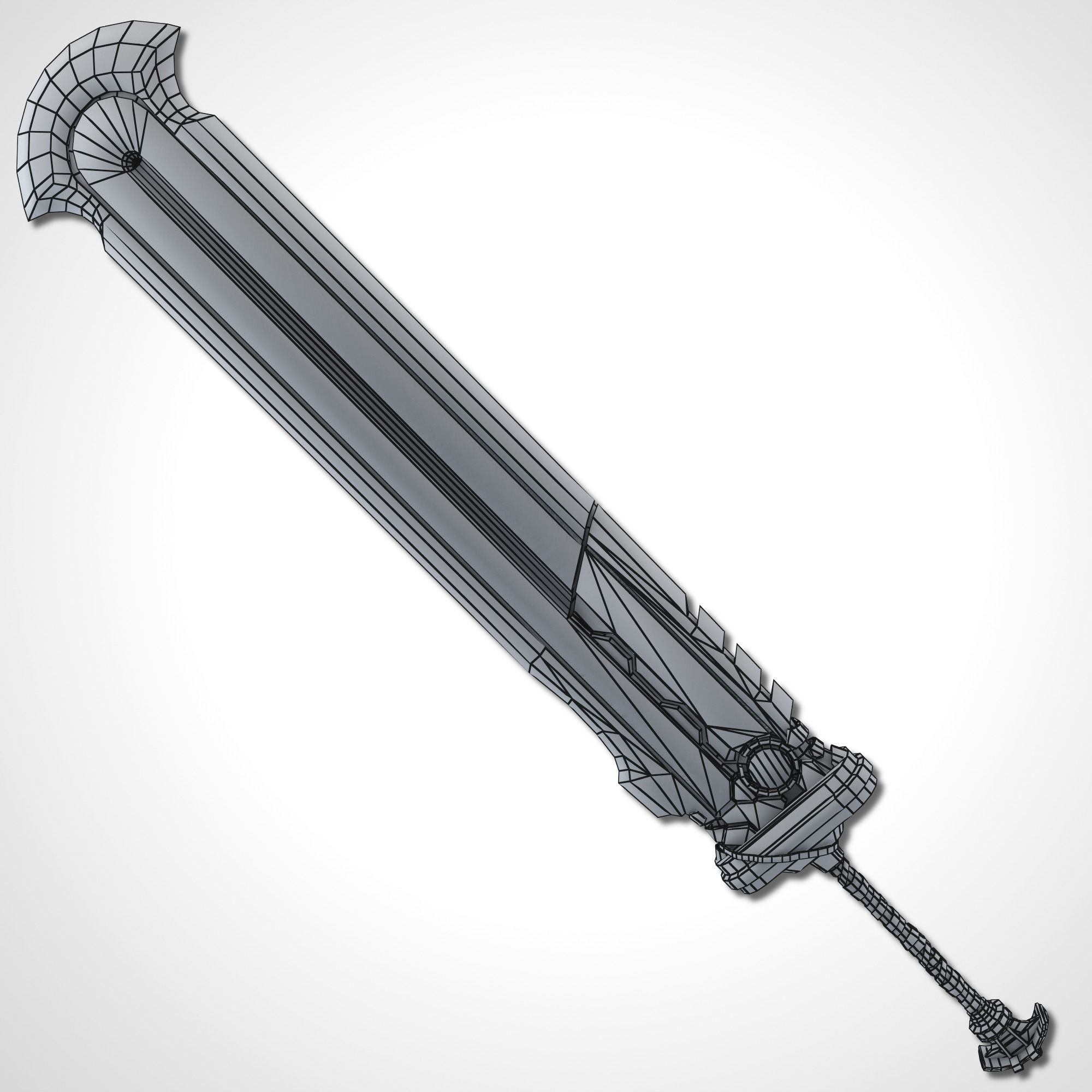 Heavy Full Metal Sword - Remake Low-poly 3D model_17