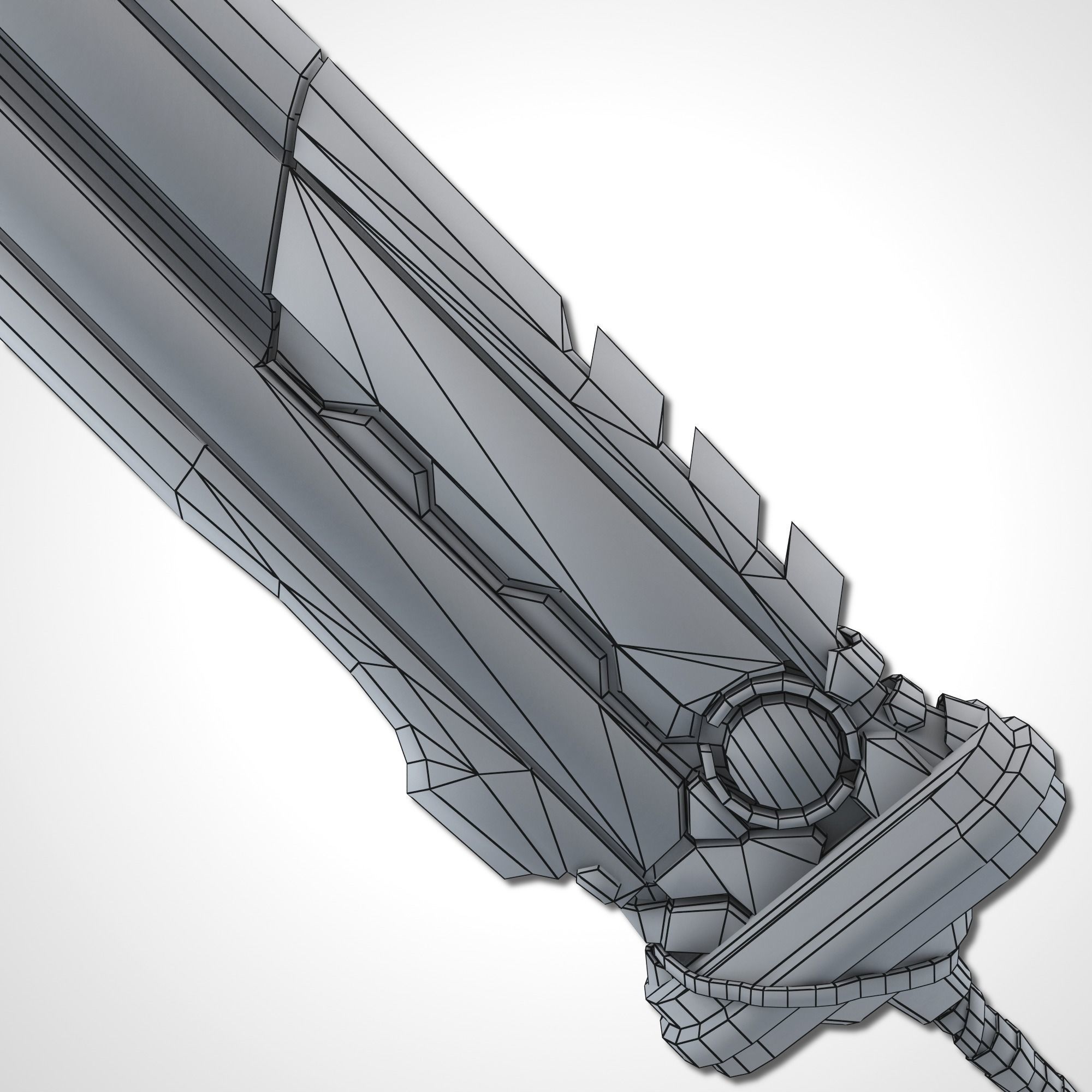 Heavy Full Metal Sword - Remake Low-poly 3D model_20