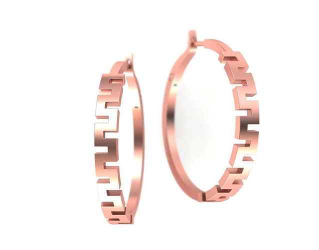 Simply Hoop earrings meander design 36mm size N0266 3D print model