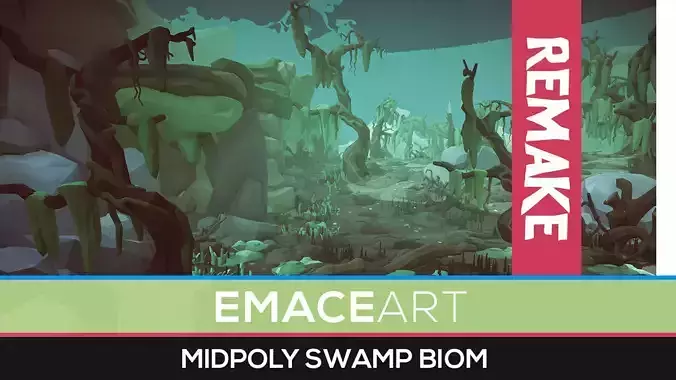 Stylized Swamp art game Unity asset pack  Low-poly 3D model