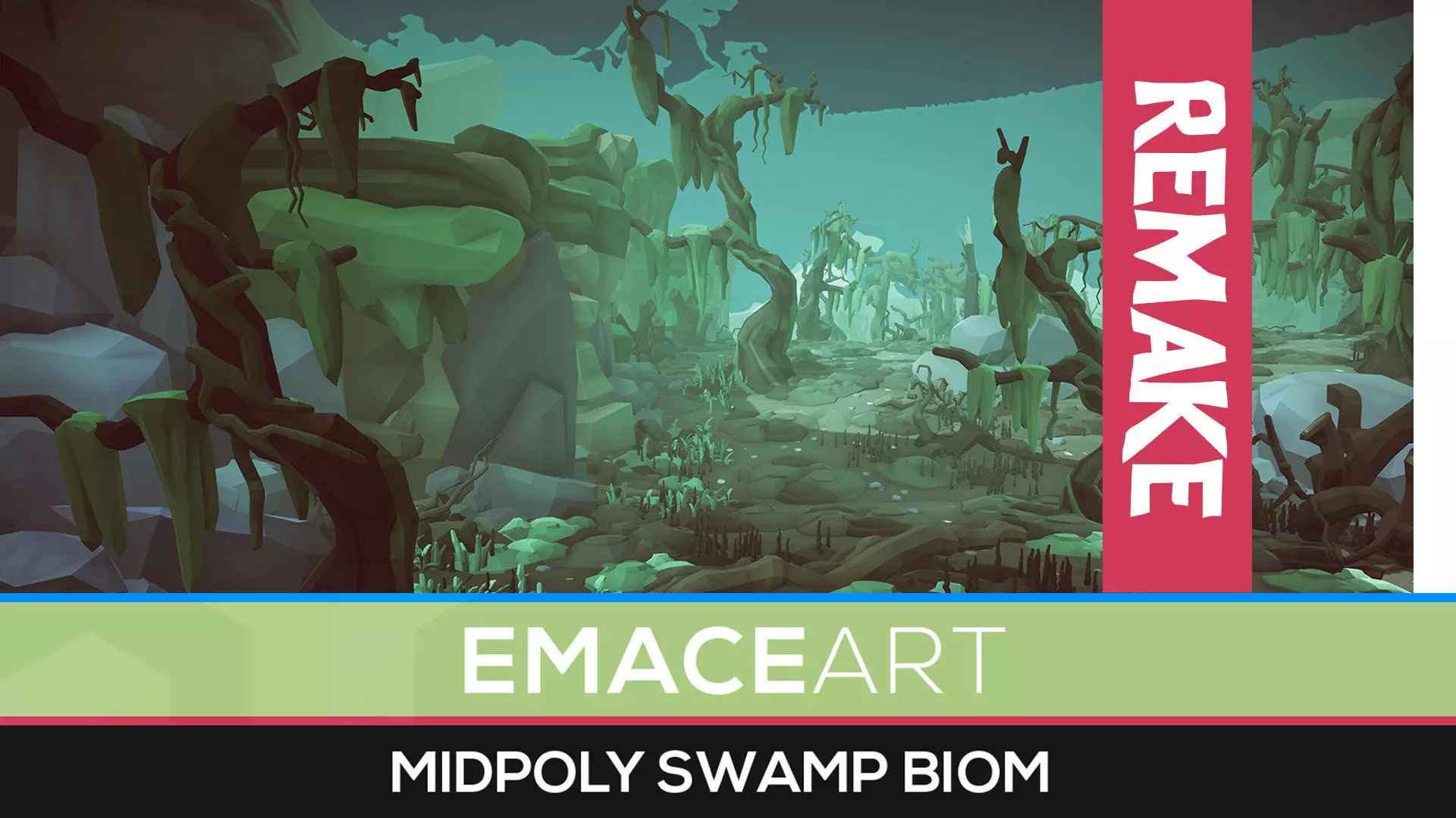 Stylized Swamp art game Unity asset pack  Low-poly 3D model_0