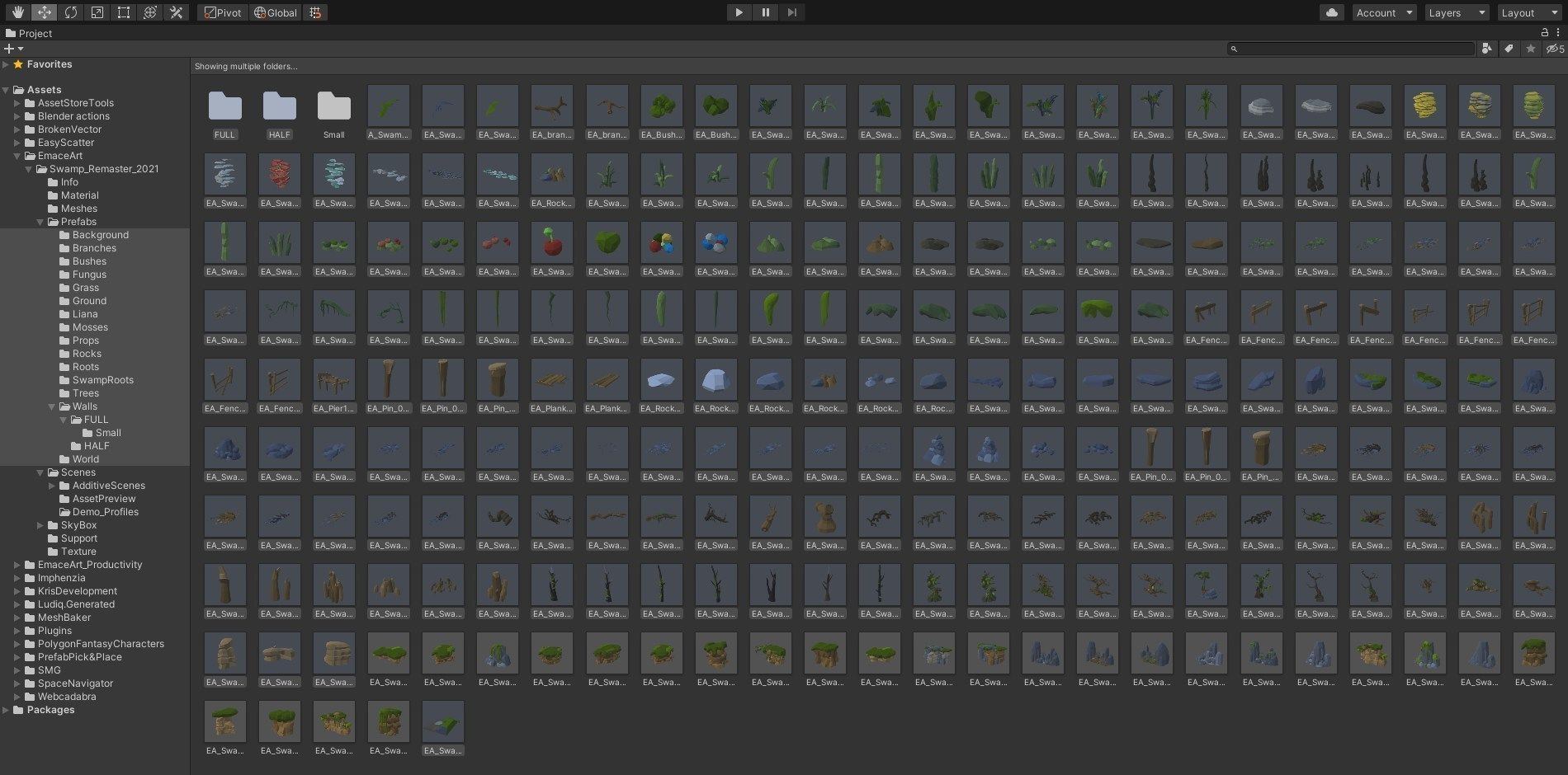 Stylized Swamp art game Unity asset pack  Low-poly 3D model_5