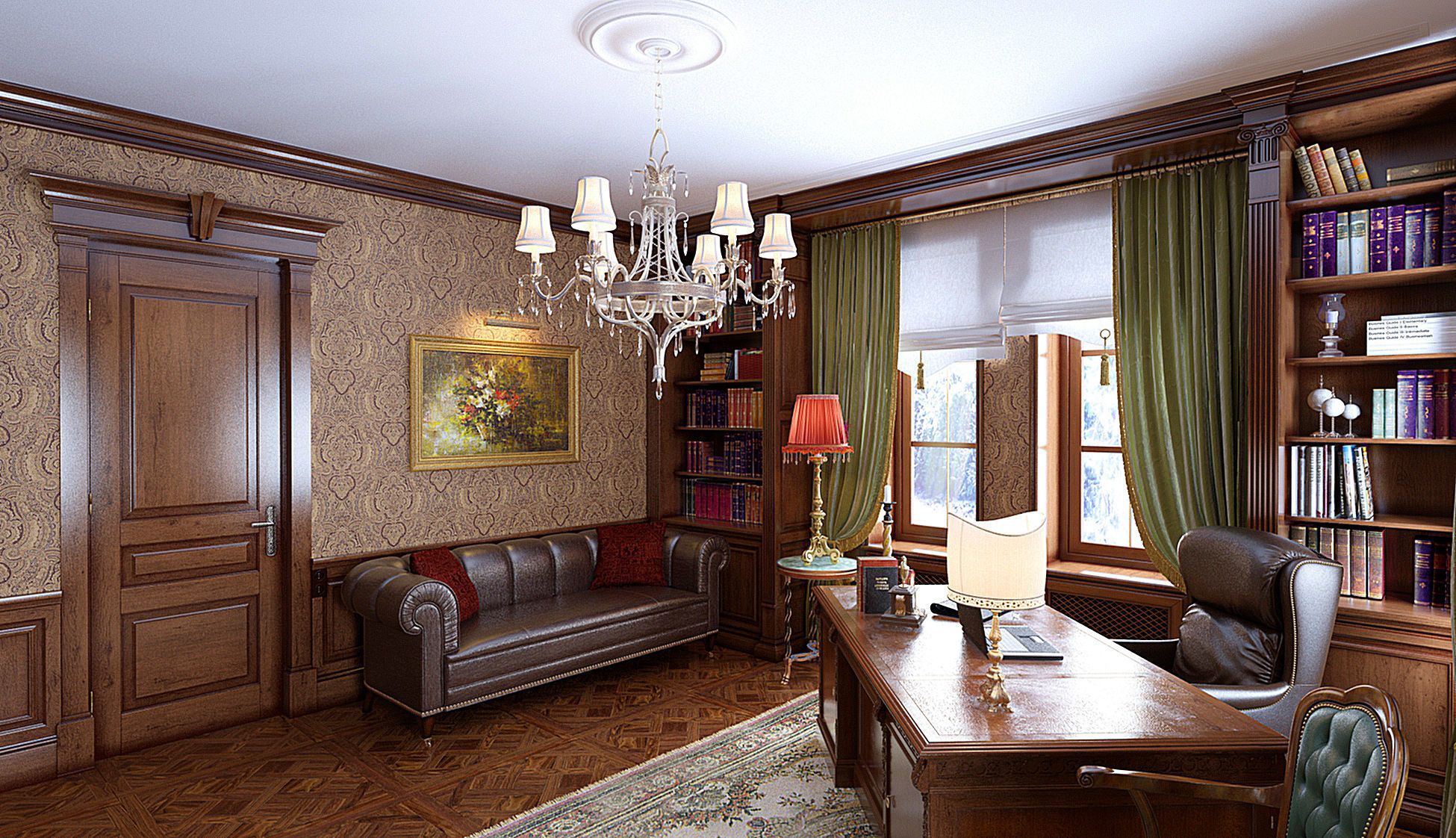 Classic Cabinet Scene Interior 3D model_2