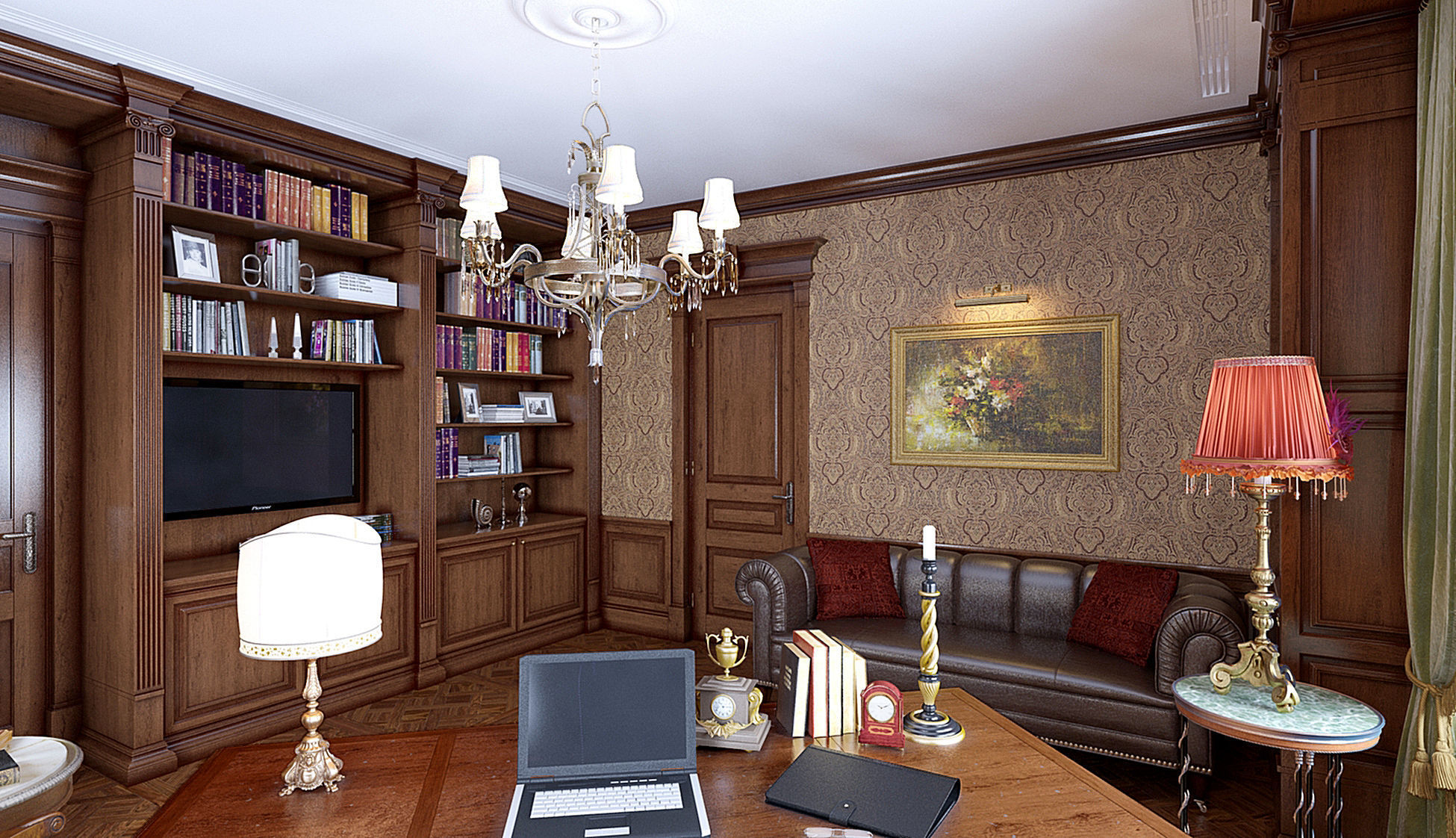 Classic Cabinet Scene Interior 3D model_1