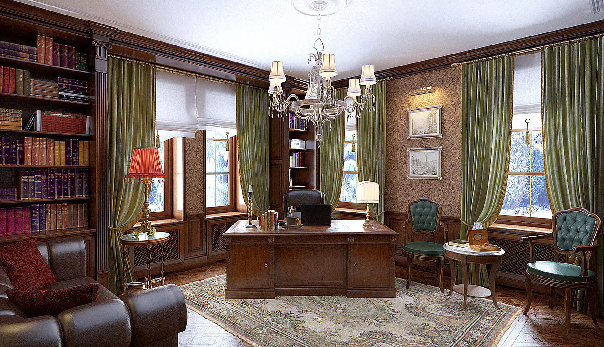 Classic Cabinet Scene Interior 3D model_0