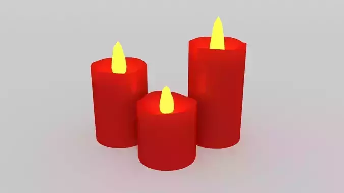 Candles candle in shape of heart Low-poly 3D model