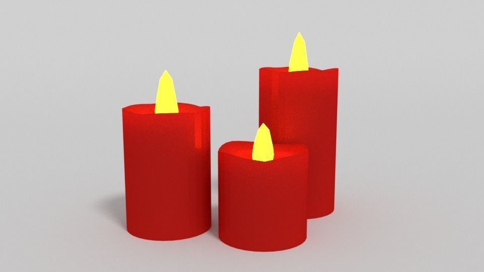 Candles candle in shape of heart Low-poly 3D model_1