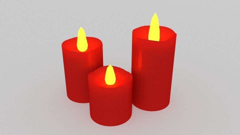 Candles candle in shape of heart Low-poly 3D model_4