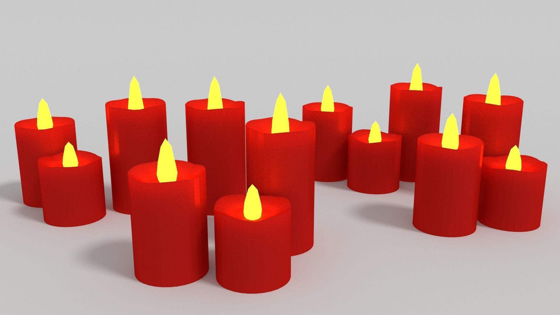 Candles candle in shape of heart Low-poly 3D model_5