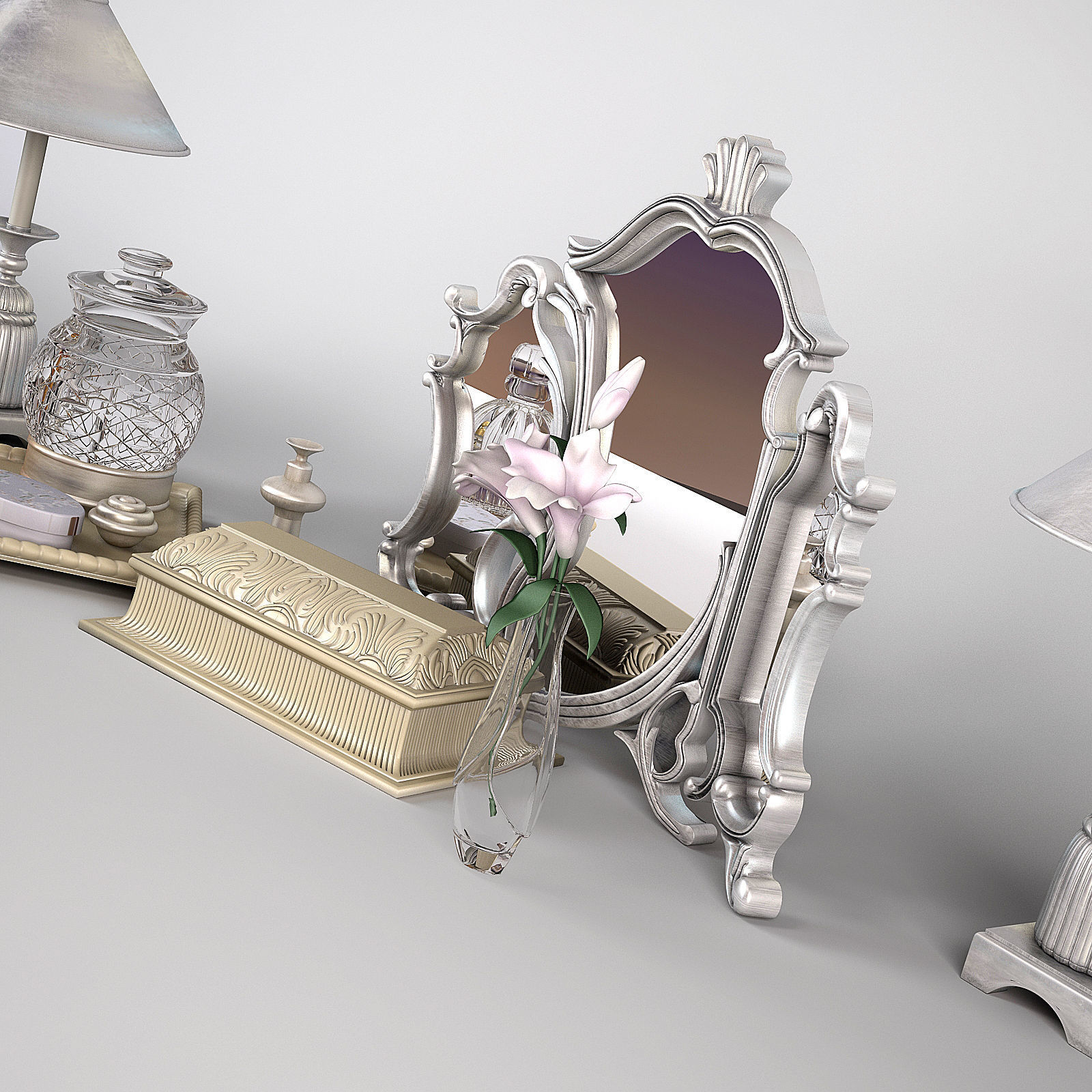 Accessories on the Bedside Table 3D model_1