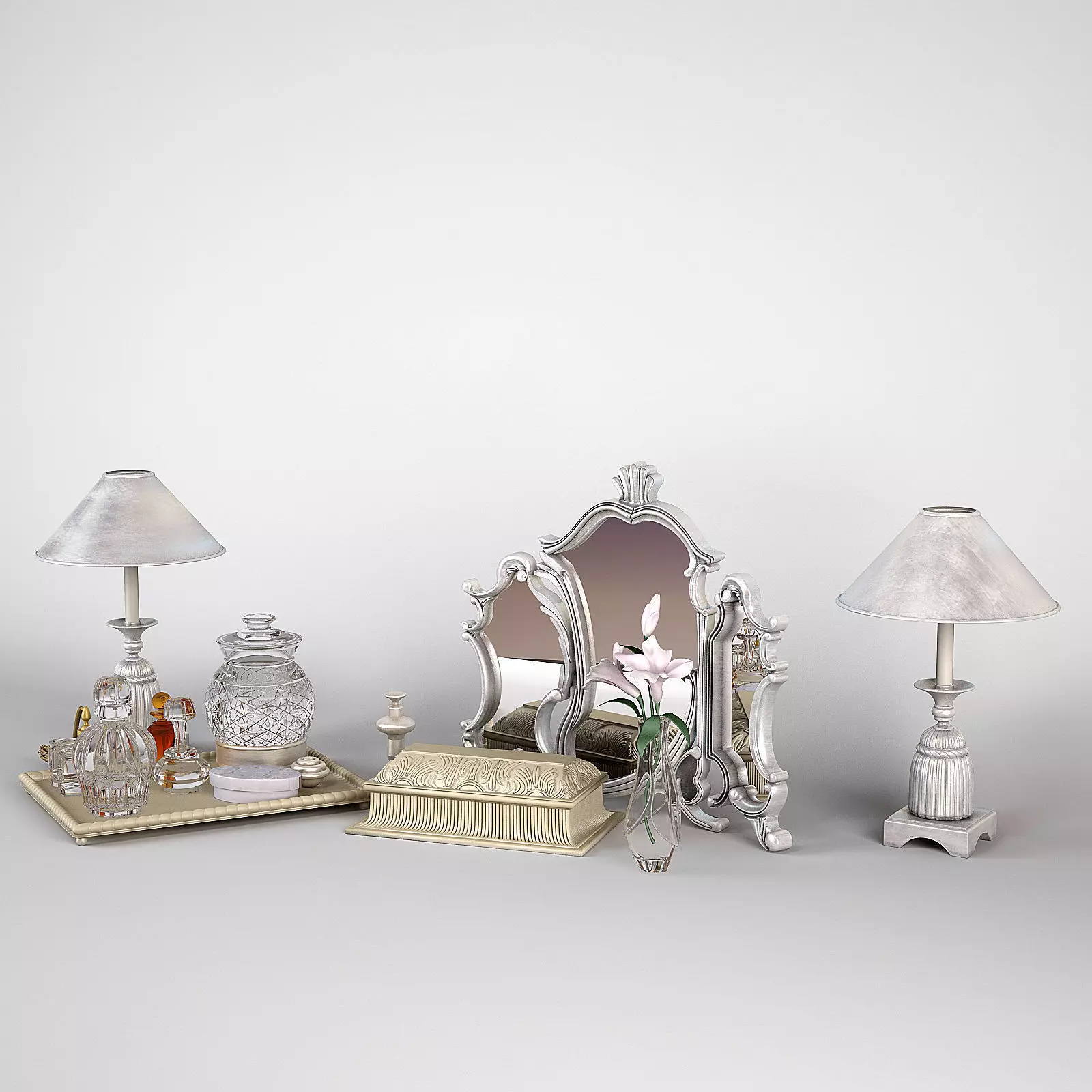 Accessories on the Bedside Table 3D model_0