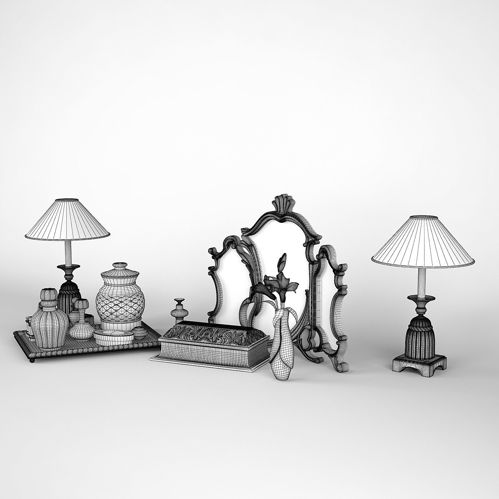 Accessories on the Bedside Table 3D model_2