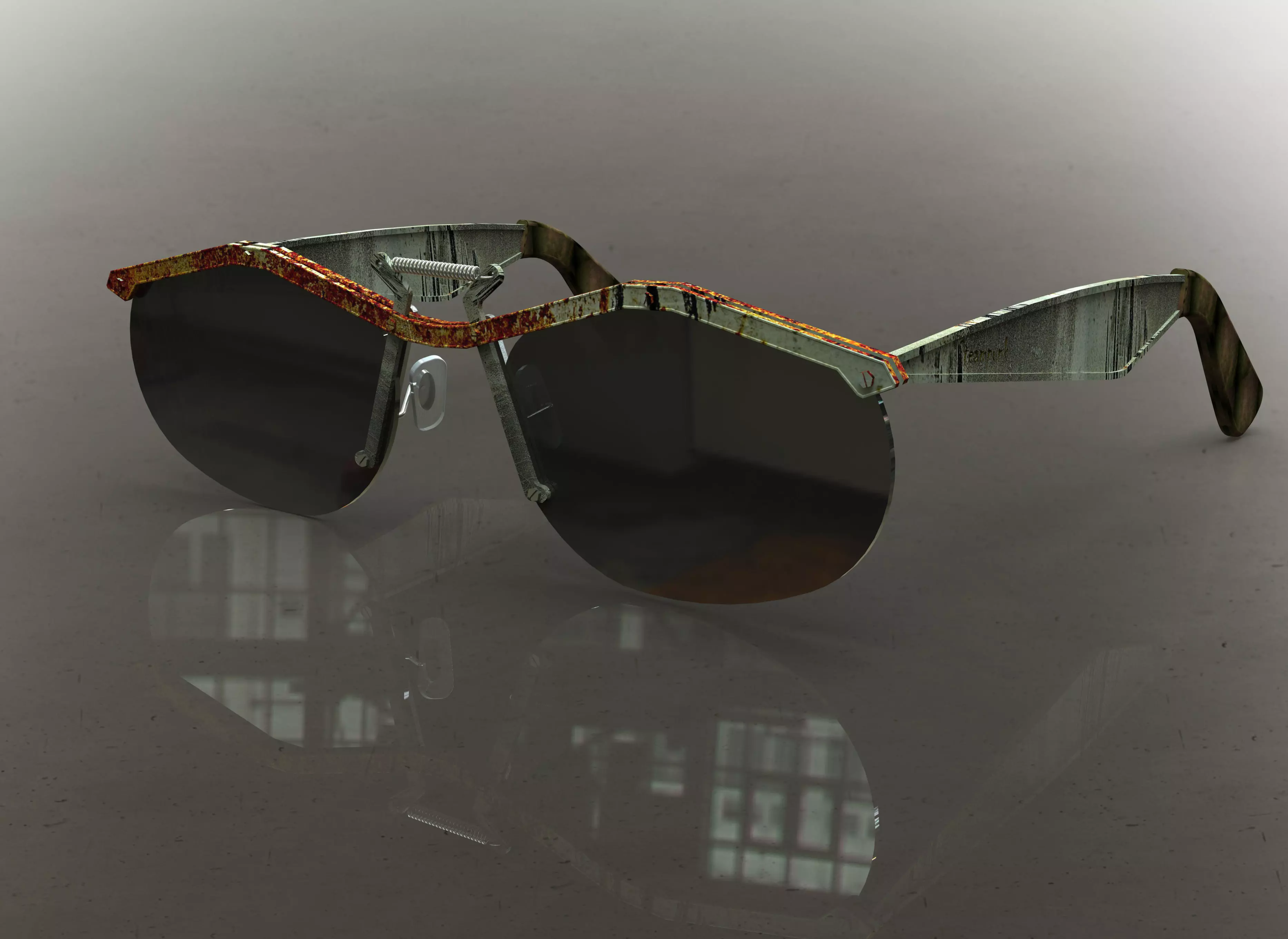 Steampunk wayfarer sunglasses 3D model_0