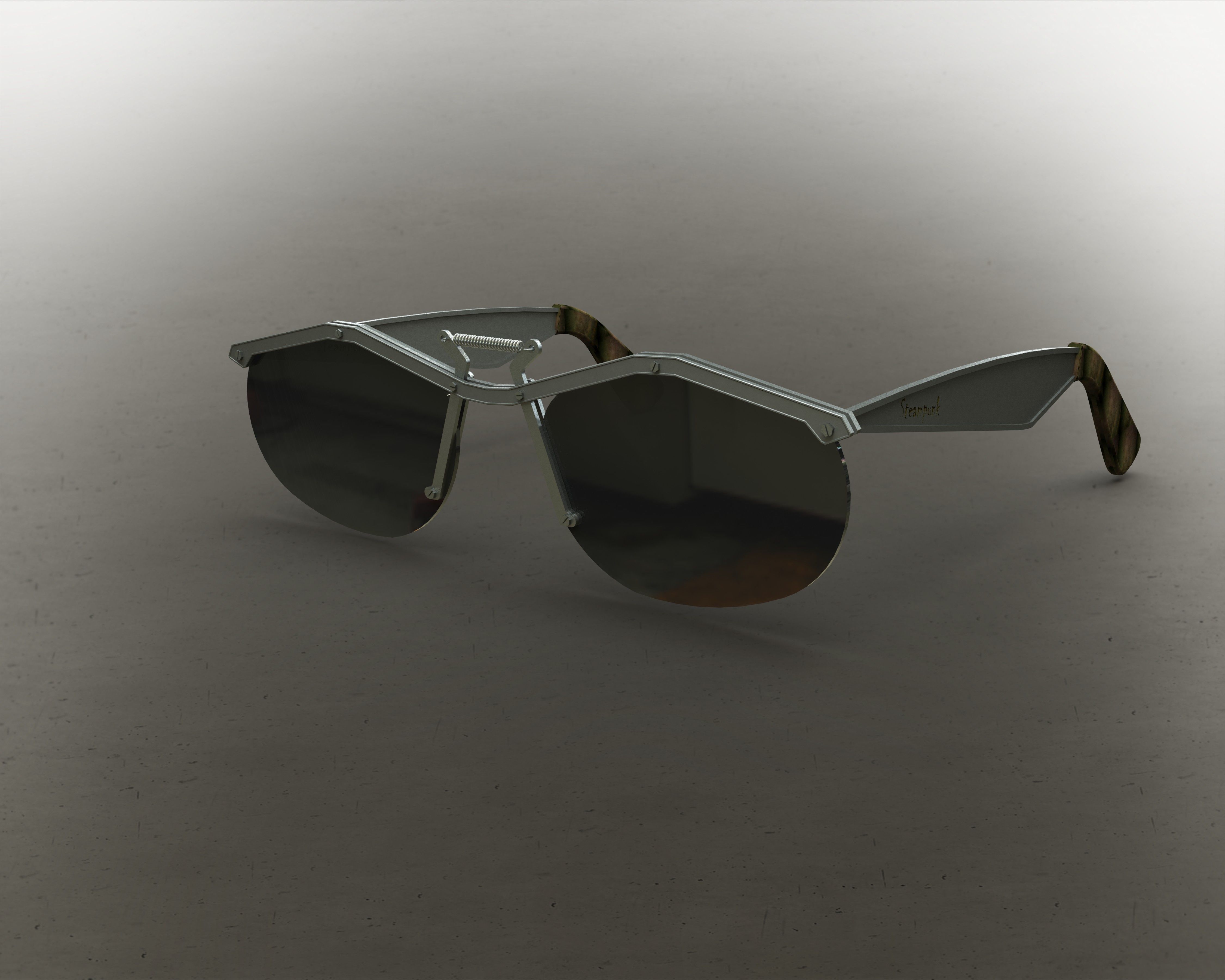 Steampunk wayfarer sunglasses 3D model_1