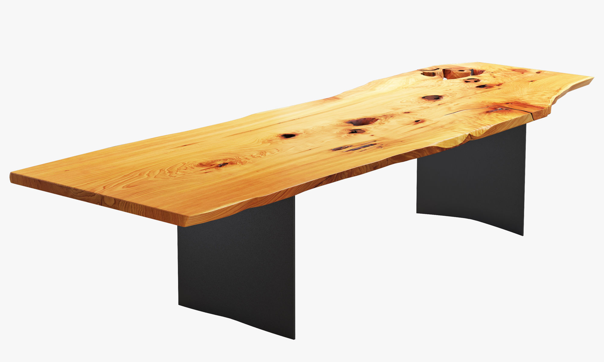 Urban hardwoods dining slab table with tableware 3D model_11