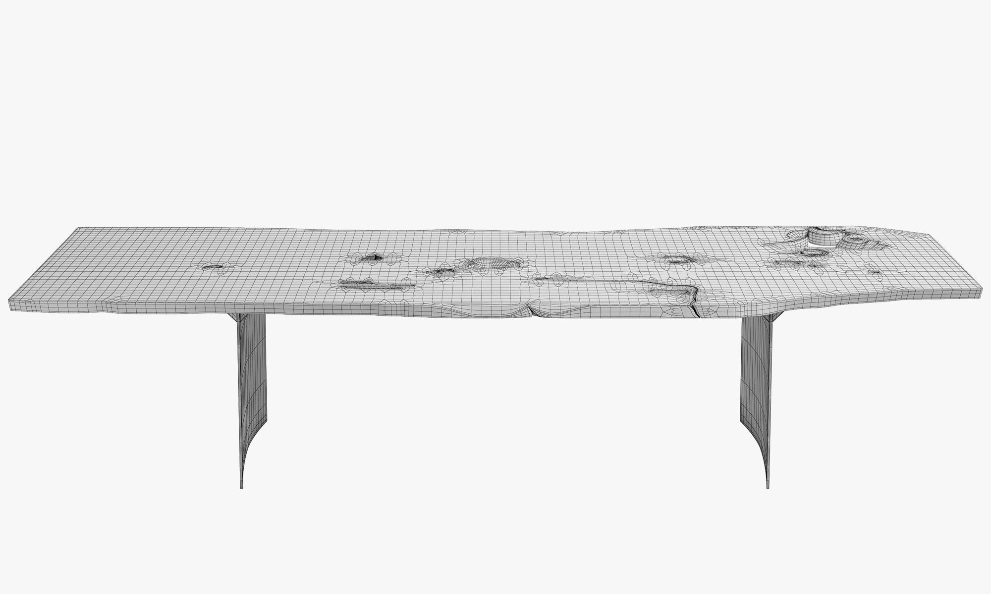 Urban hardwoods dining slab table with tableware 3D model_8
