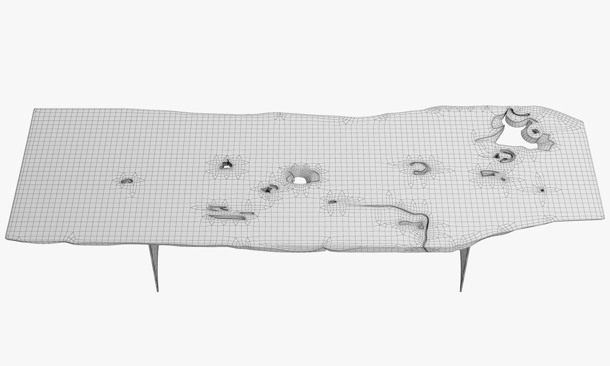 Urban hardwoods dining slab table with tableware 3D model_10