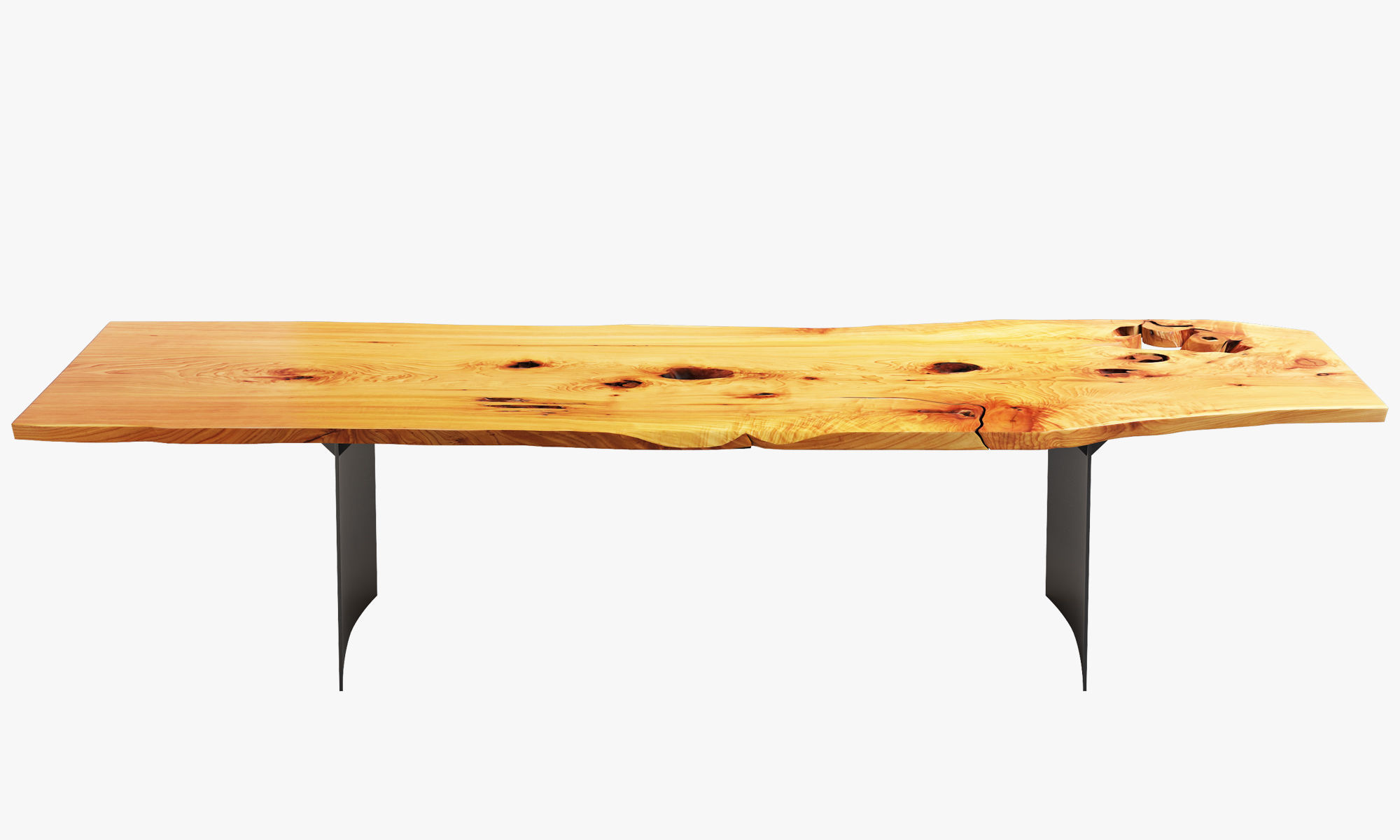 Urban hardwoods dining slab table with tableware 3D model_7