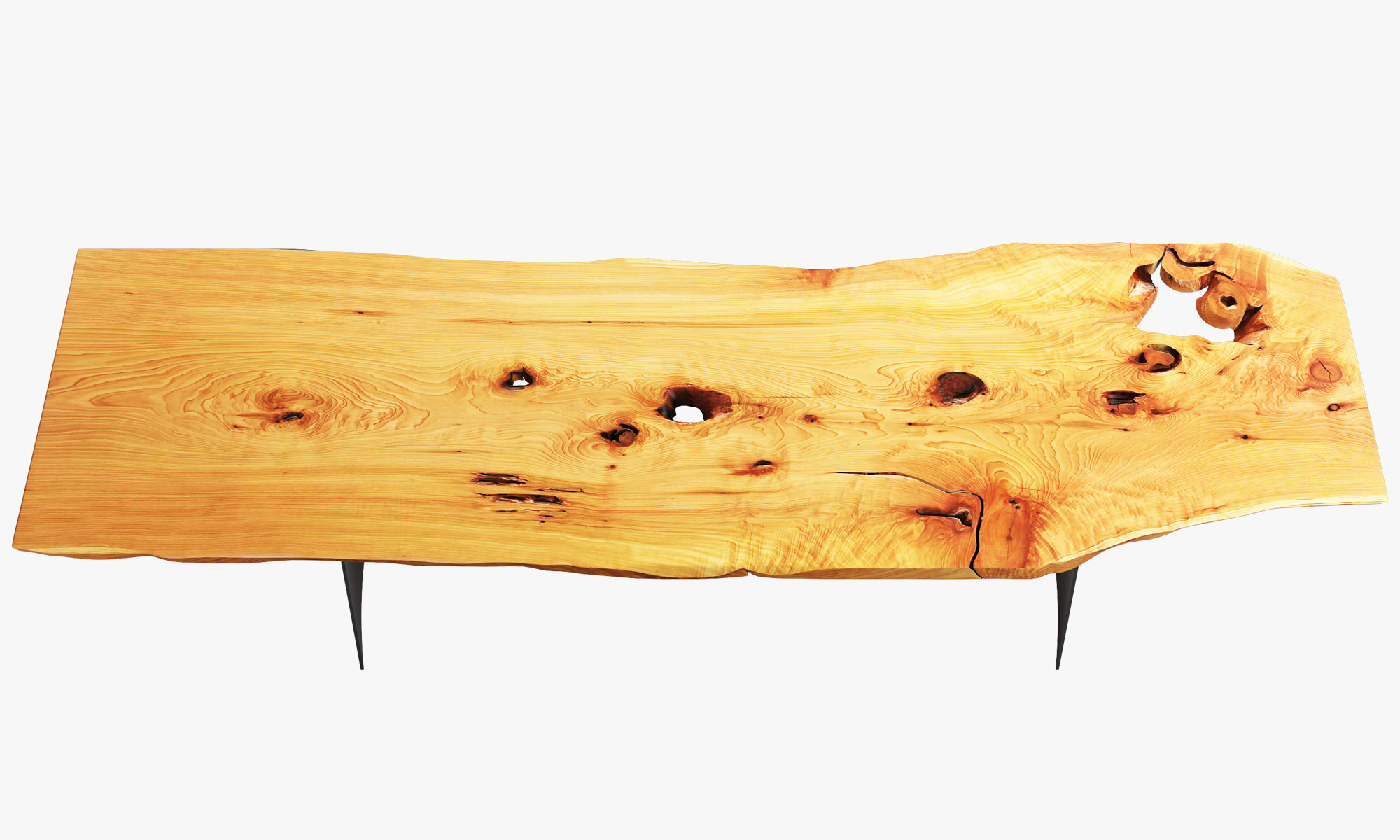 Urban hardwoods dining slab table with tableware 3D model_9