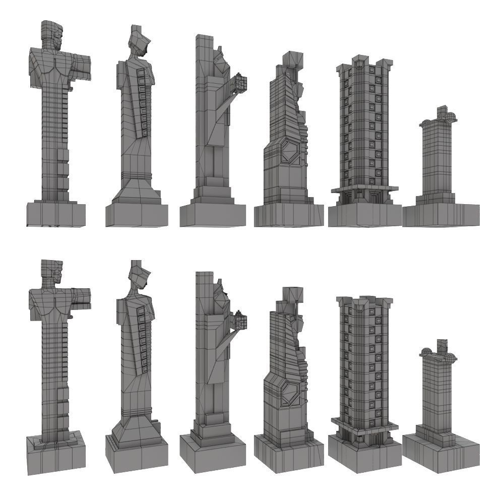 Art deco chess set  3D model_23