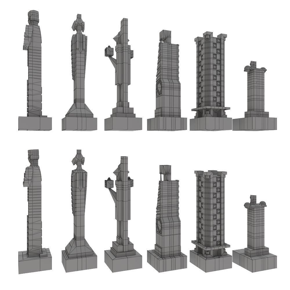 Art deco chess set  3D model_26
