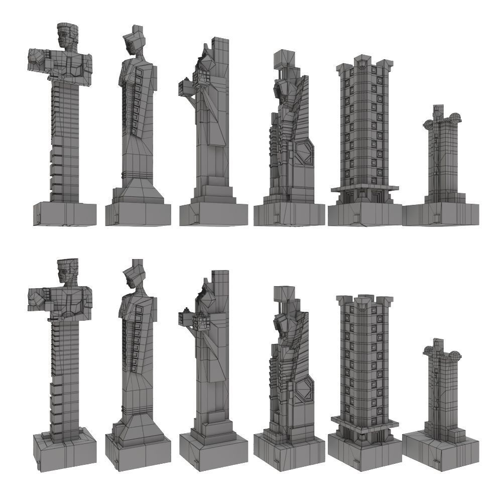 Art deco chess set  3D model_29