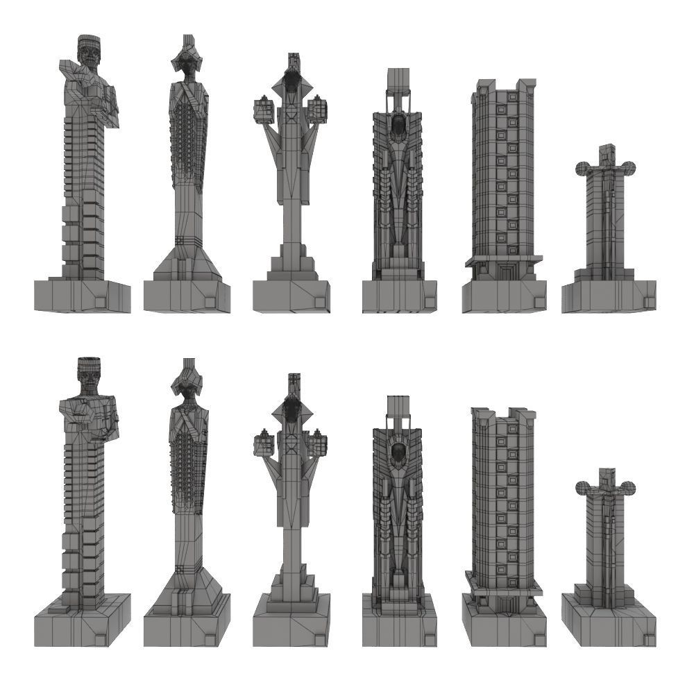 Art deco chess set  3D model_32