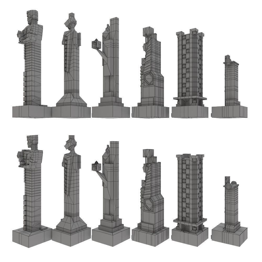 Art deco chess set  3D model_27