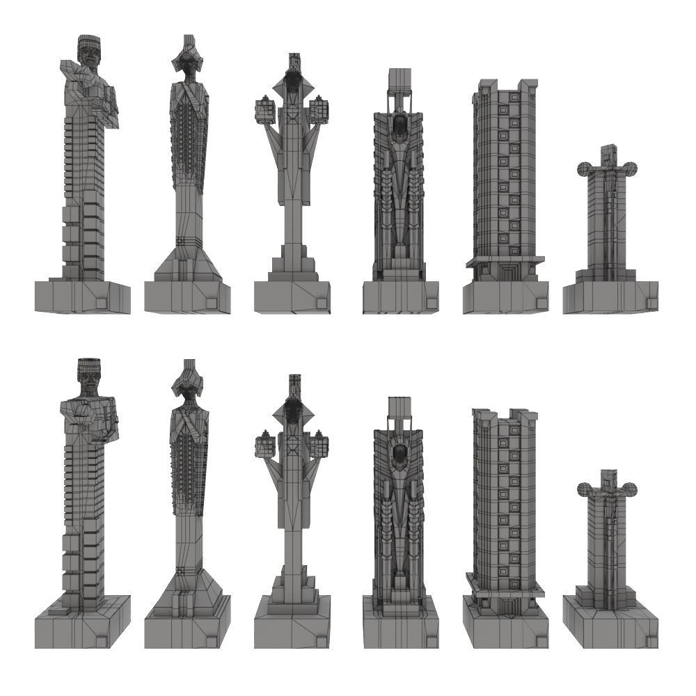Art deco chess set  3D model_18