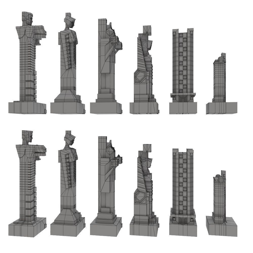 Art deco chess set  3D model_22