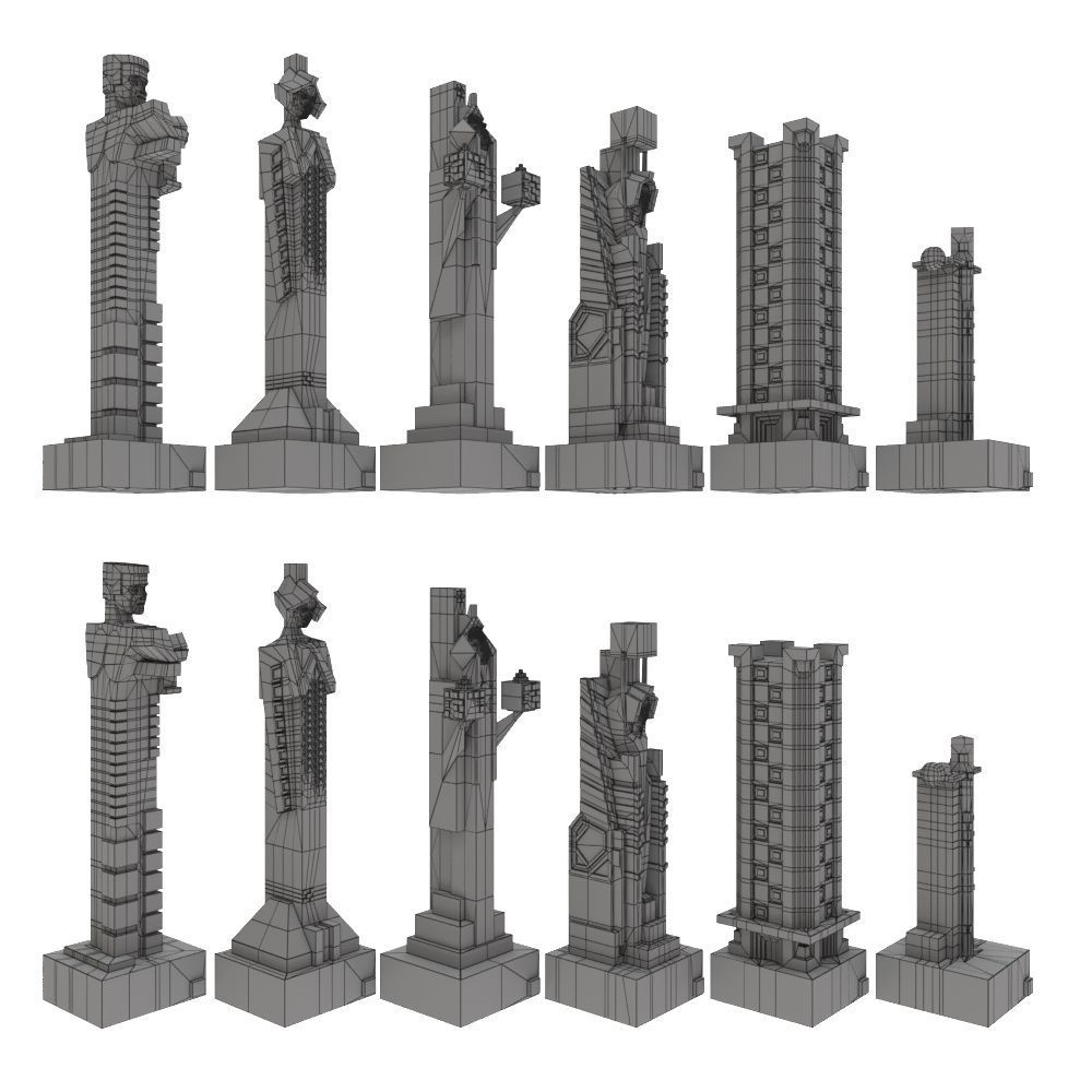 Art deco chess set  3D model_21