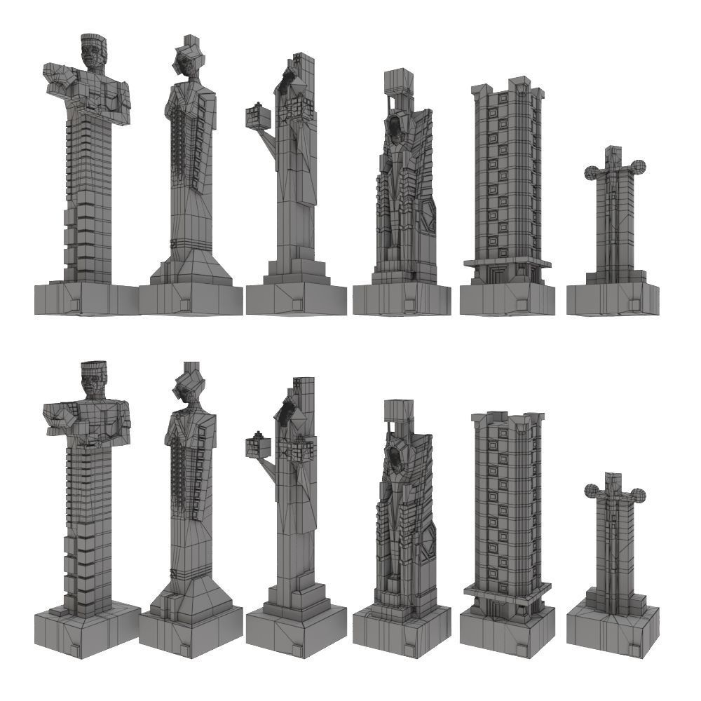Art deco chess set  3D model_30