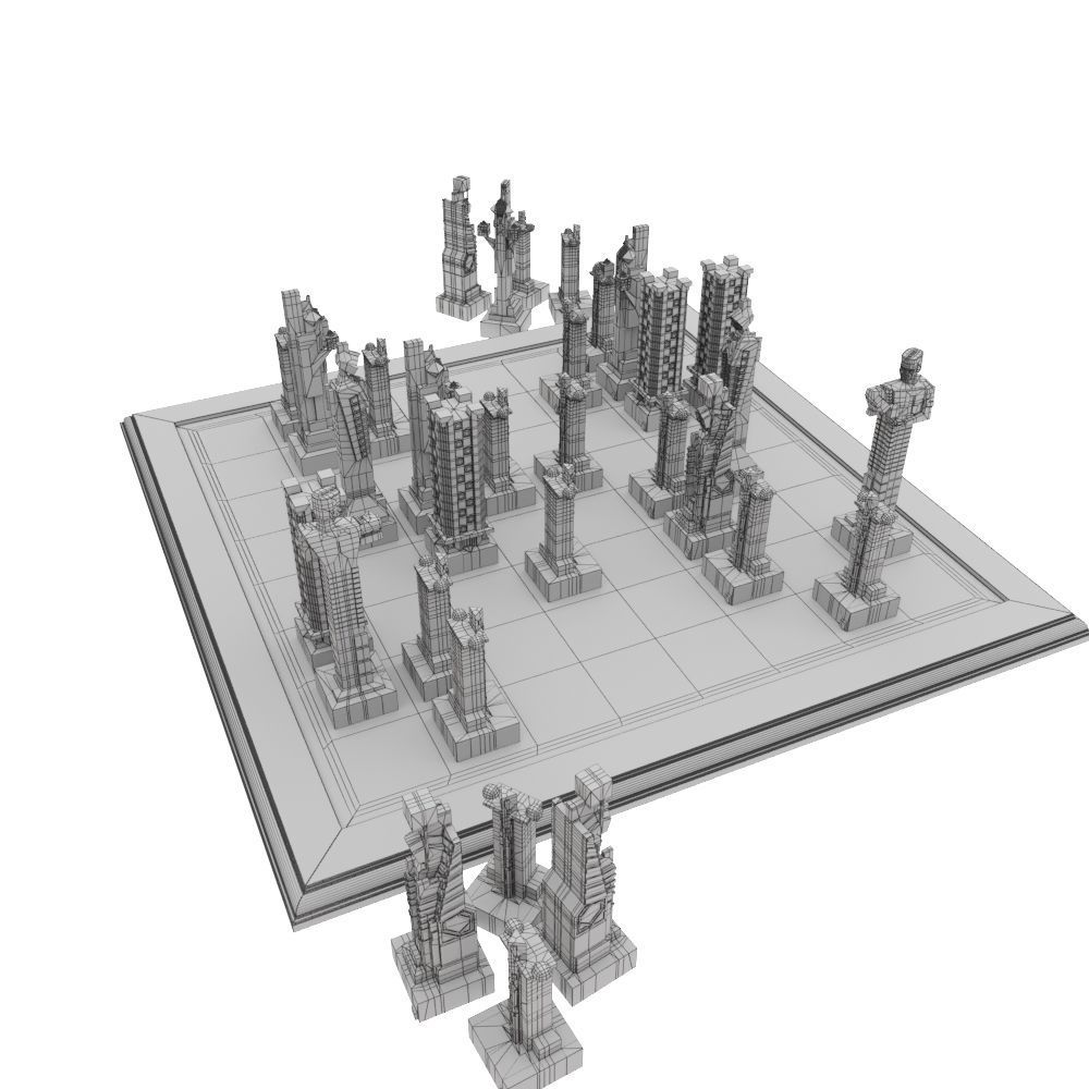Art deco chess set  3D model_16
